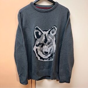 Vintage Wind River Gray Wolf Pattern Sweater
